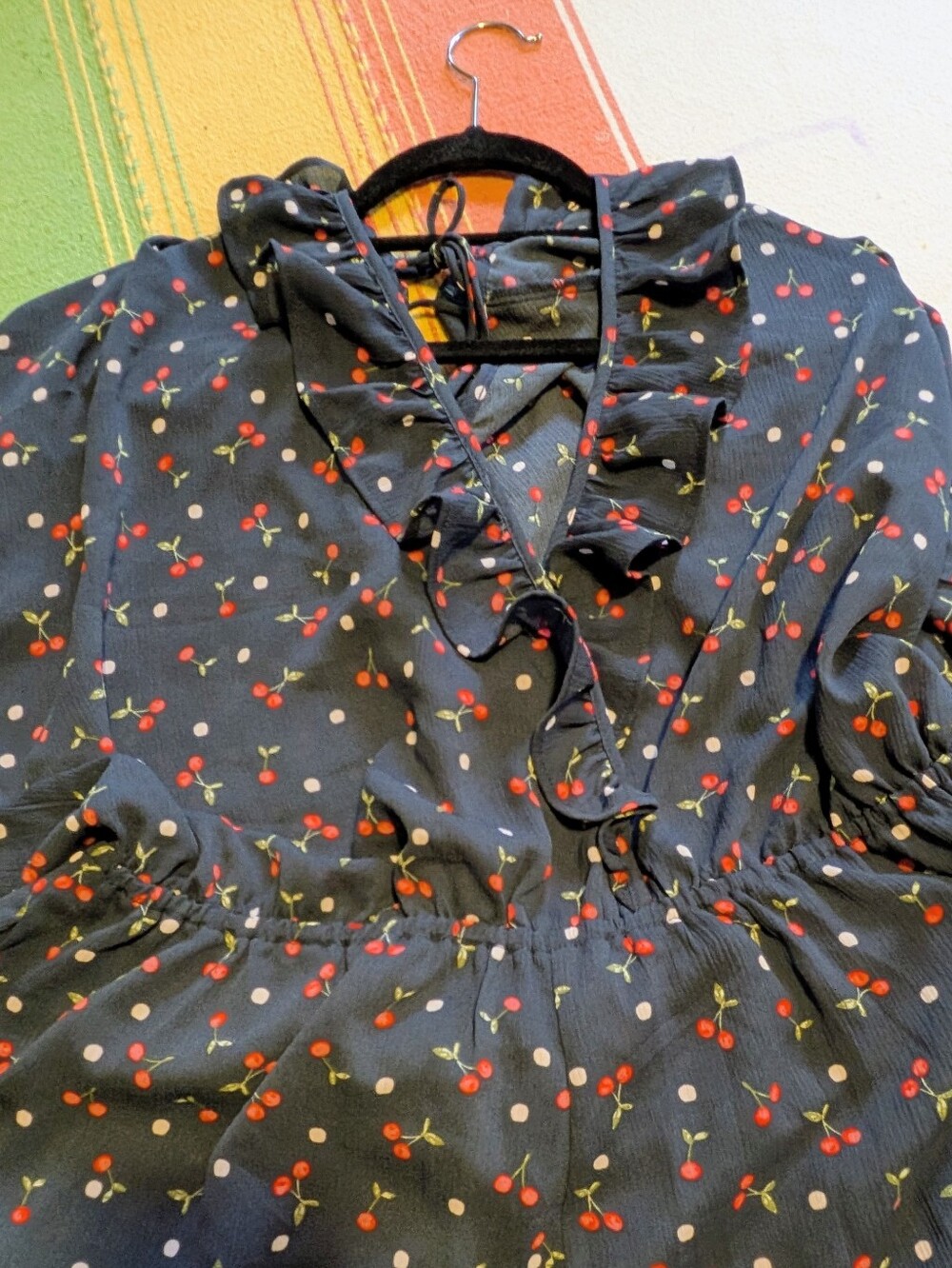 LC Cherries Navy Shorts Romper
